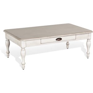Sunny Designs Westwood Village 50&quot Wood Cocktail Table in Off White Taupe