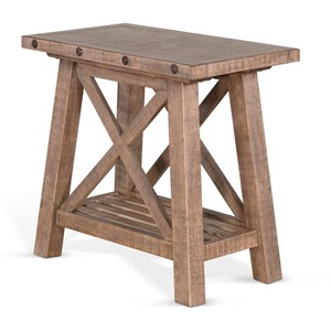 Sunny Designs Vivian 16&quot Farmhouse Mahogany Wood Chair Side Table in Light Brown