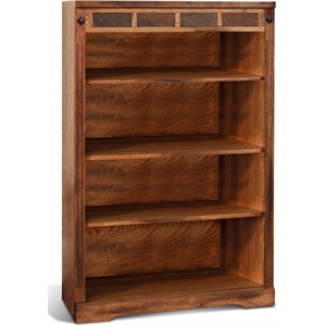 sunny designs sedona adjustable shelf wood bookcase in rustic oak