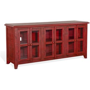 Sunny Designs 70&quot Wood TV Cabinet for TVs up to 80&quot in Burnt Red