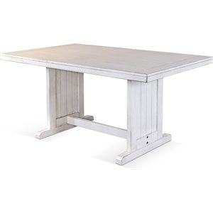 Sunny Designs Bayside 60&quot Farmhouse Mahogany Wood Table in Marble White