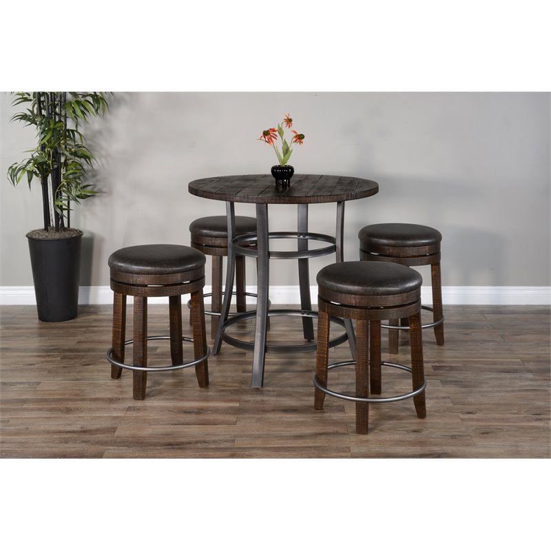 Sunny Designs Metroflex Mid-Century Wood Counter Height Table in Tobacco Leaf