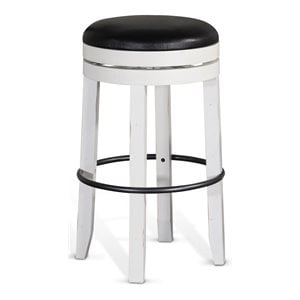 Sunny Designs 30&quot Carriage House  Backless Swivel Barstool in White (Set of 2)