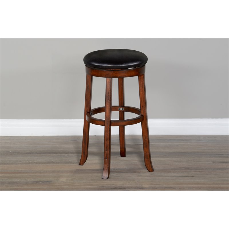 Sunny Designs Tuscany 30 Mahogany Wood Backless Swivel Stool in Medium Brown BushFurnitureCollection