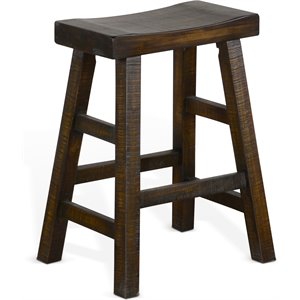 Sunny Designs 24&quot Saddle Seat Mahogany Wood Stool in Tobacco Leaf (Set of 2)