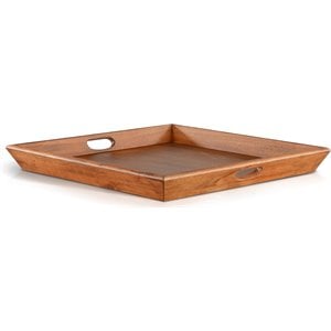 Sunny Designs Sedona 27&quot Farmhouse Wood Ottoman Tray in Rustic Oak