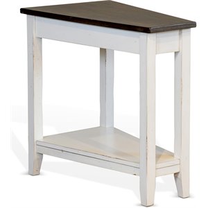 Sunny Designs Carriage House 16&quot Wood Chair Side Table in White/Dark Brown