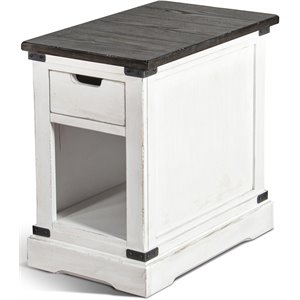 Sunny Designs 16&quot Mahogany Wood Chair Side Table in Off White Dark Brown