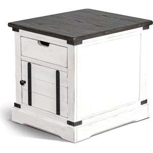 Sunny Designs 22&quot Mahogany Wood End Table in Off White Dark Brown