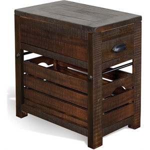 Sunny Designs Homestead 15&quot Mahogany Wood Chair Side Table in Tobacco Leaf