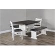 Sunny Designs Carriage House Farmhouse Wood Side Bench in Off White Dark Brown