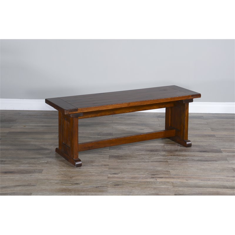 Sunny Designs Tuscany Farmhouse Mahogany Wood Nook Side Bench in Medium Brown