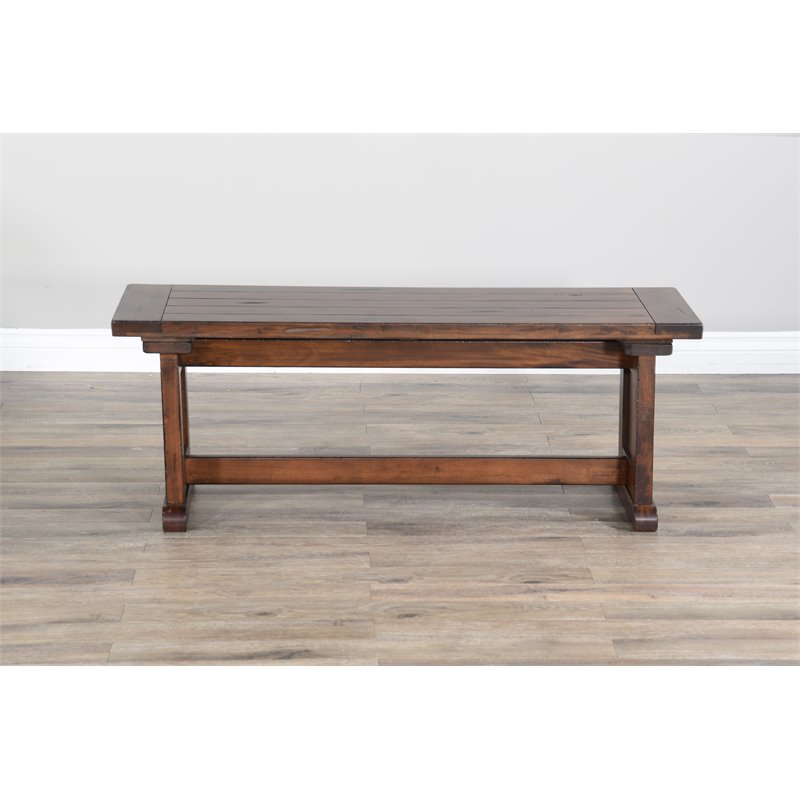 Sunny Designs Tuscany Farmhouse Mahogany Wood Nook Side Bench in Medium Brown
