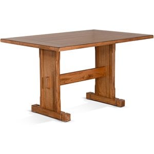 Sunny Designs Sedona 50&quot Farmhouse Mindi Wood Nook Table in Rustic Oak