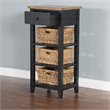 Sunny Designs Farmhouse Wood Storage Rack with Woven Baskets in Black/Natural