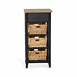 Sunny Designs Farmhouse Wood Storage Rack with Woven Baskets in Black/Natural