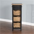 Sunny Designs Farmhouse Wood Storage Rack with Woven Baskets in Black/Natural