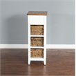 Sunny Designs Farmhouse Wood Storage Rack with Woven Baskets in White/Natural