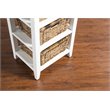 Sunny Designs Farmhouse Wood Storage Rack with Woven Baskets in White/Natural