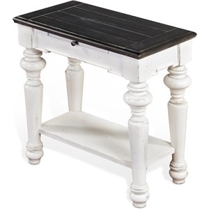 Sunny Designs Carriage House 24&quot Wood Chair Side Table in White/Dark Brown