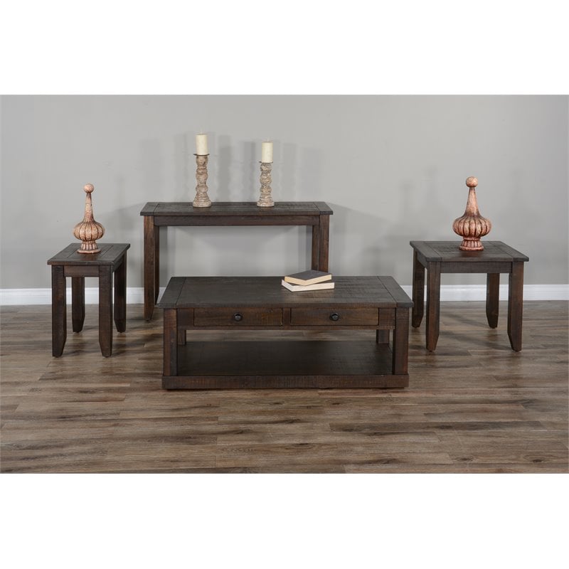 Sunny Designs Homestead Rough Sawn Mahogany Wood Coffee Table in Tobacco Leaf