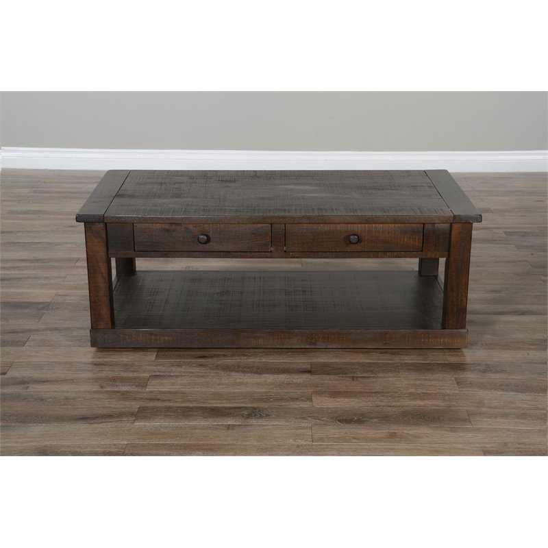 Sunny Designs Homestead Rough Sawn Mahogany Wood Coffee Table in Tobacco Leaf