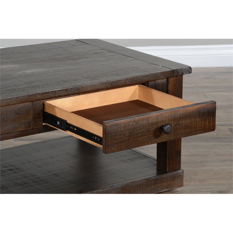 Sunny Designs Homestead Rough Sawn Mahogany Wood Coffee Table in Tobacco Leaf