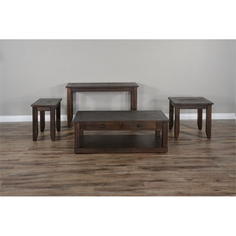 Sunny Designs Homestead Rough Sawn Mahogany Wood Coffee Table in Tobacco Leaf