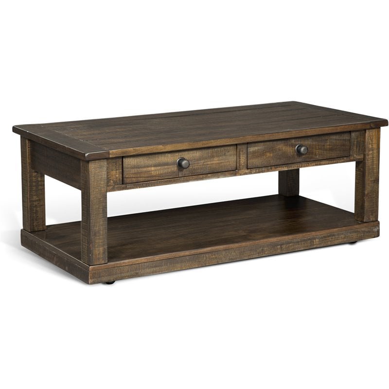 Sunny Designs Homestead Rough Sawn Mahogany Wood Coffee Table in Tobacco Leaf