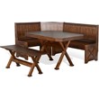 Sunny Designs Tuscany X-frame Farmhouse Wood Breakfast Nook Set in Medium Brown