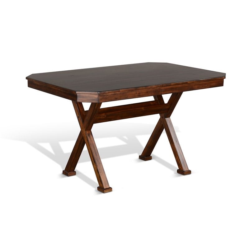 Sunny Designs Tuscany X-frame Farmhouse Wood Breakfast Nook Set in Medium Brown