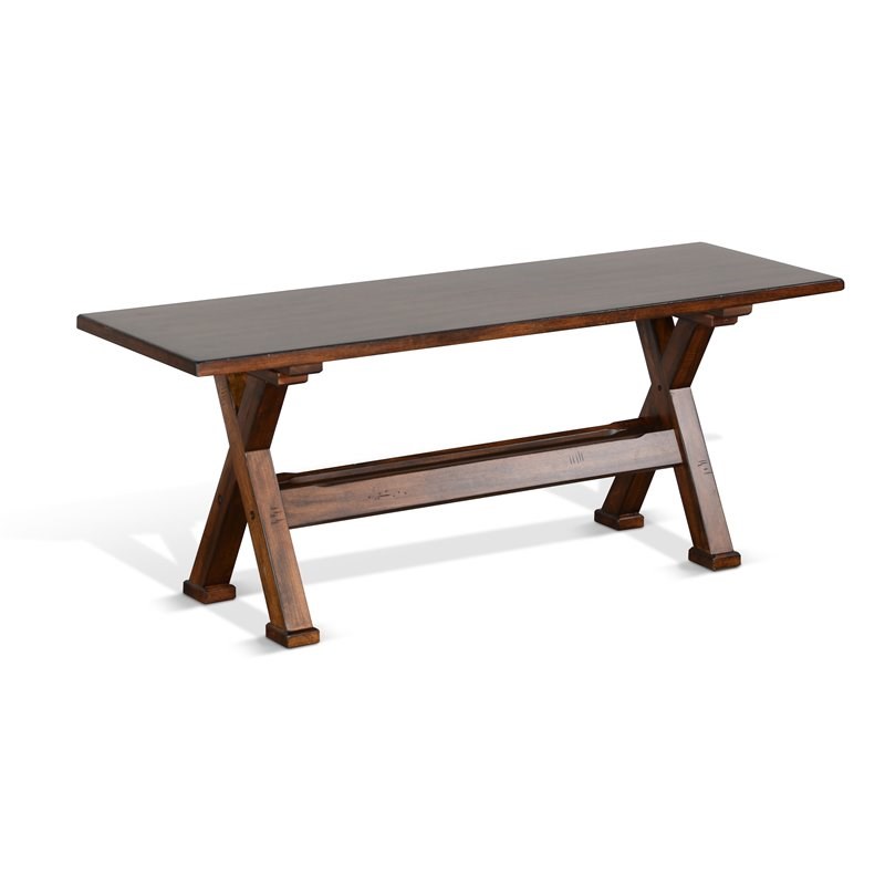 Sunny Designs Tuscany X-frame Farmhouse Wood Breakfast Nook Set in Medium Brown