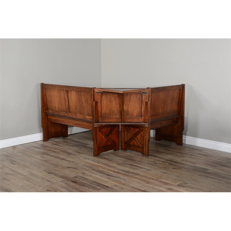 Sunny Designs Tuscany X-frame Farmhouse Wood Breakfast Nook Set in Medium Brown