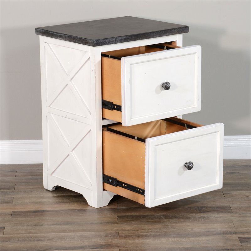 Sunny Designs European Cottage 2-drawer Wood File Cabinet in Dark Brown/White