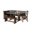 Sunny Designs Bayside Farmhouse Wood 4 Piece Breakfast Nook Set in Tobacco Leaf
