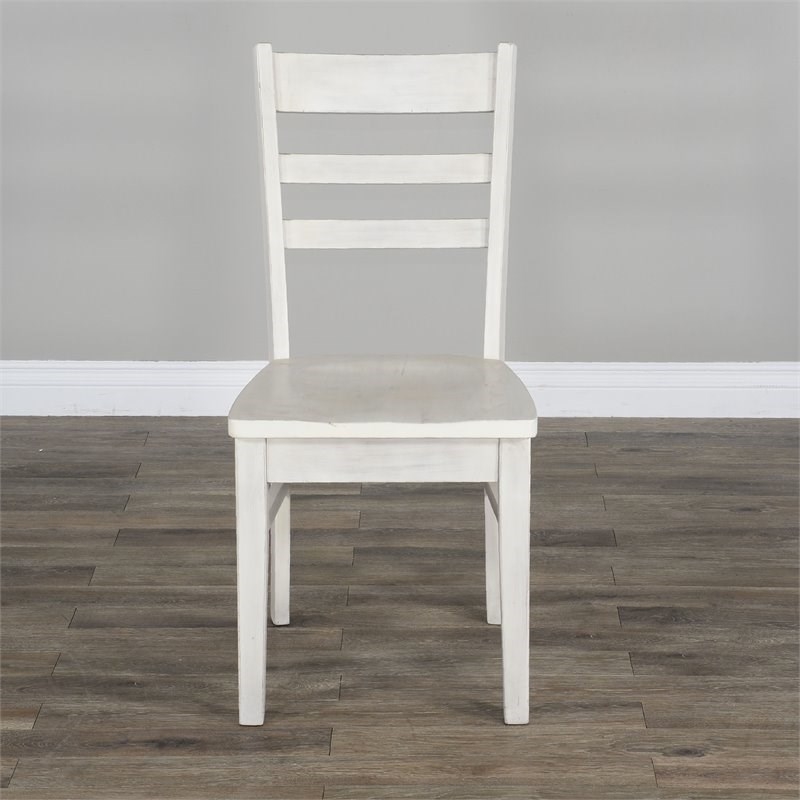 Sunny Designs Bayside Farmhouse Wood 2 Piece Breakfast Nook Set in Marble White
