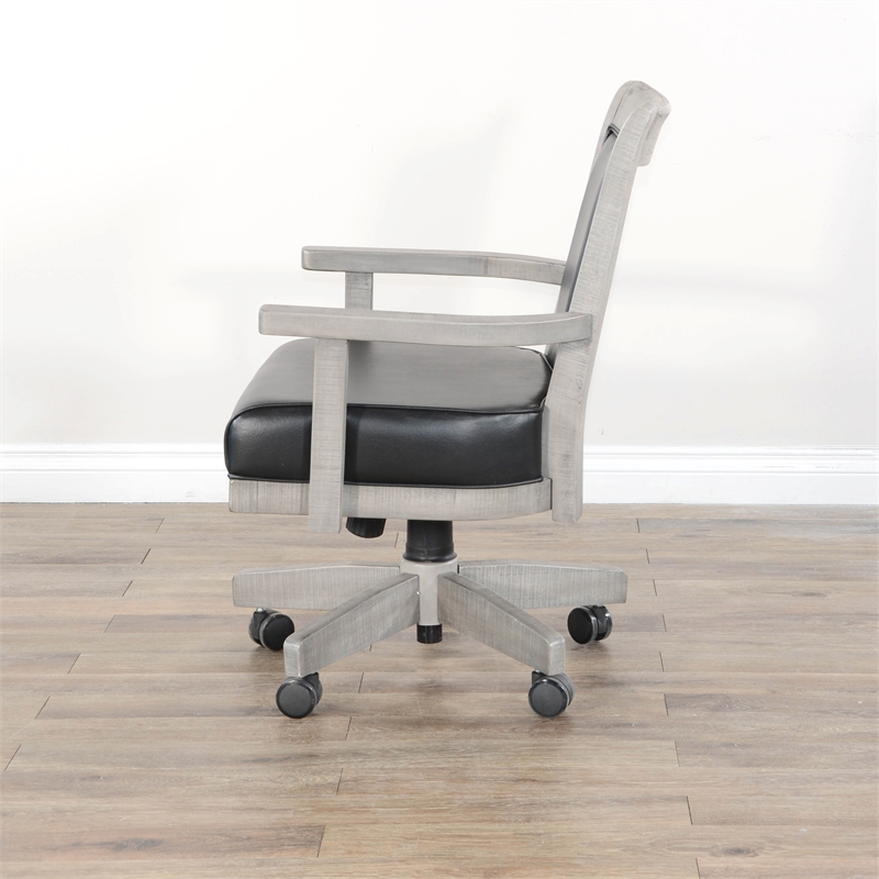 Sunny Designs Wood Game Chairs with Casters and Cushion Seat in Alpine Gray