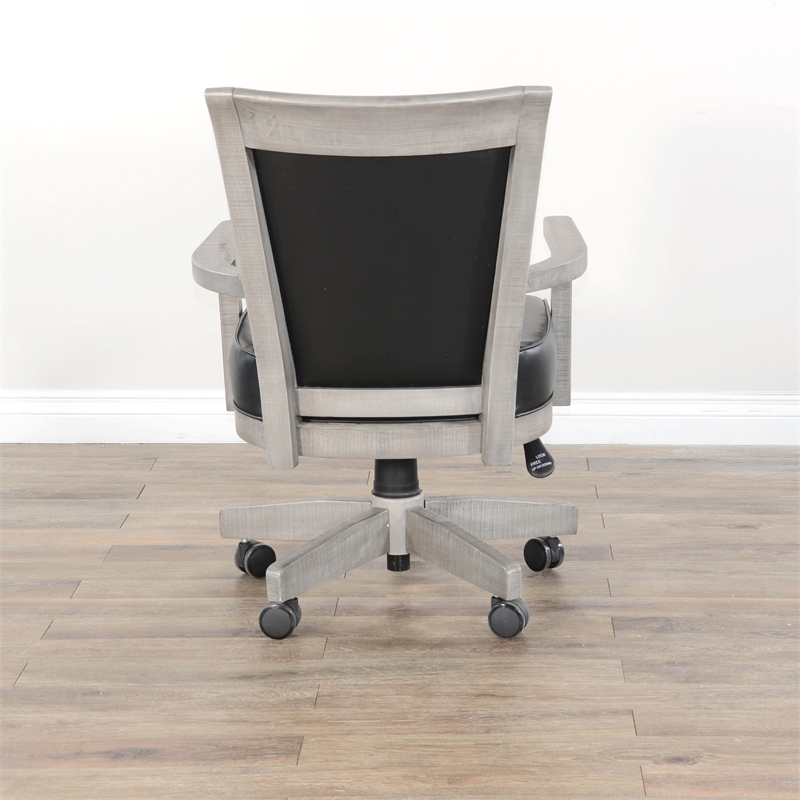 Sunny Designs Wood Game Chairs with Casters and Cushion Seat in Alpine Gray