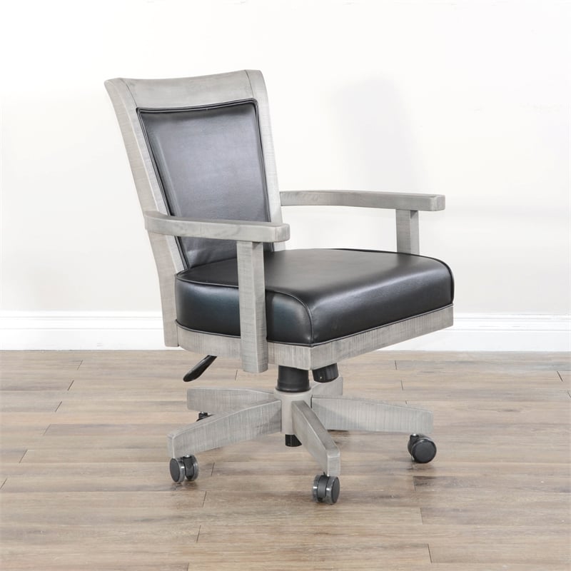 Sunny Designs Wood Game Chairs with Casters and Cushion Seat in Alpine Gray