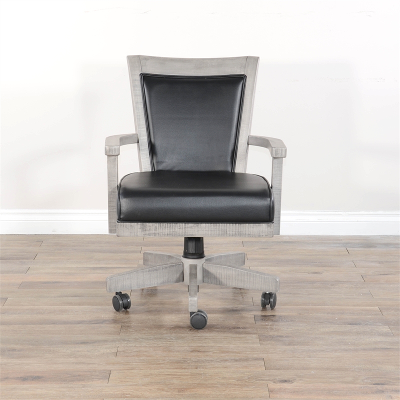Sunny Designs Wood Game Chairs with Casters and Cushion Seat in Alpine Gray