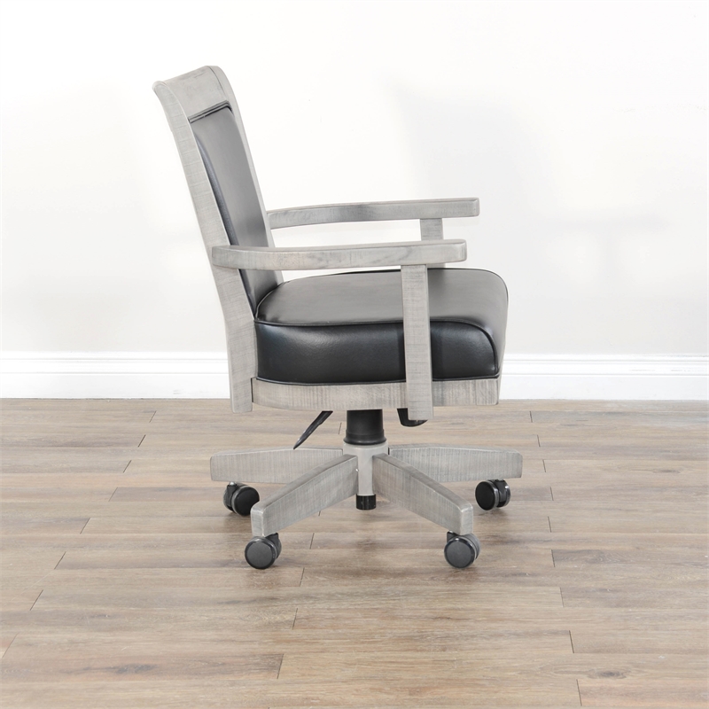 Sunny Designs Wood Game Chairs with Casters and Cushion Seat in Alpine Gray