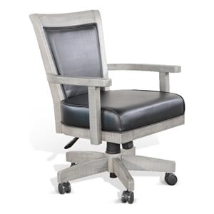 Sunny Designs Wood Game Chairs with Casters and Cushion Seat in Alpine Gray