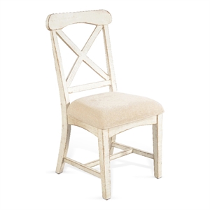 Sunny Designs Marina 40&quot Wood Dining Chairs w/ Cushion Seat in White (Set of 2)