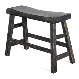 Sunny Designs Marina 24&quot Farmhouse Mahogany Wood Bench in Black Sand