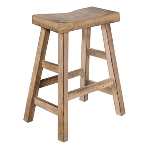 Sunny Designs Marina 24&quot Wood Saddle Seat Stool in Beach Pebble Beige (Set of 2)