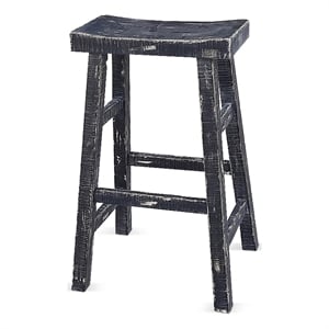 Sunny Designs Marina 30&quot Mahogany Wood Saddle Seat Stool in Black (Set of 2)