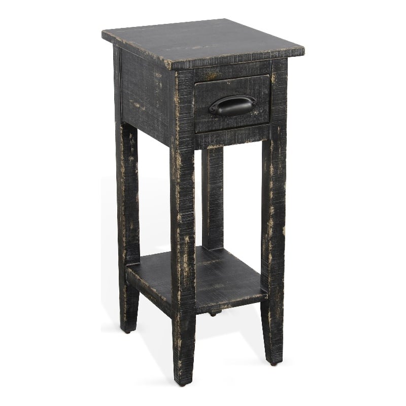 Sunny Designs Marina Farmhouse Mahogany Wood Chair Side Table in Black Sand