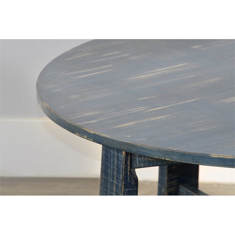 Sunny Designs Marina Farmhouse Mahogany Wood Coffee Table in Ocean Blue