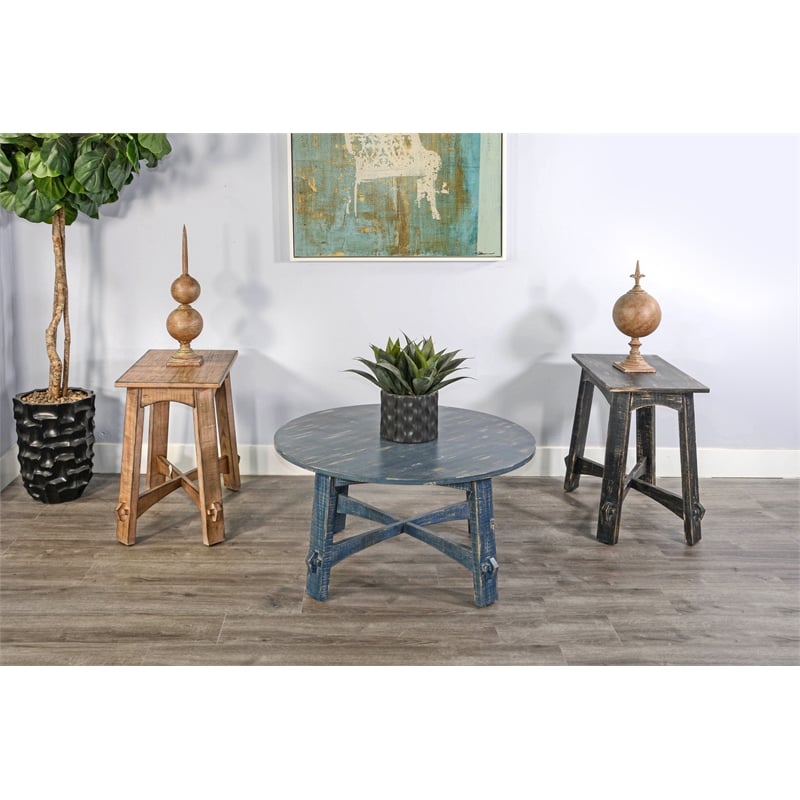 Sunny Designs Marina Farmhouse Mahogany Wood Coffee Table in Ocean Blue