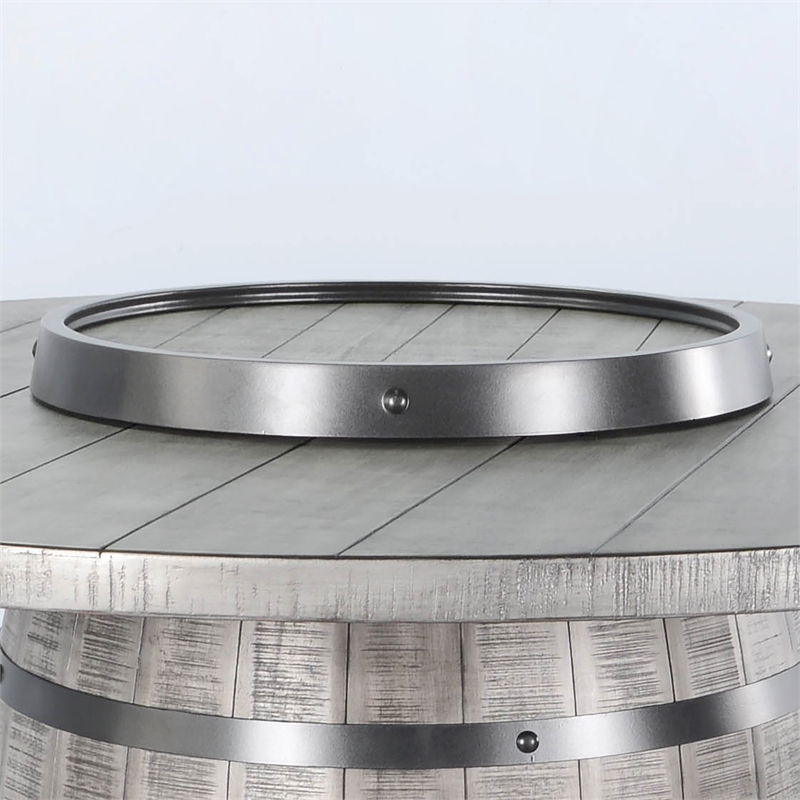 Sunny Designs Round Mahogany Pub Table with Wine Barrel Base in Alpine Gray